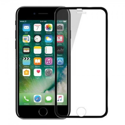 Folie Sticla Securizata Curbata 3D rama Metalica Negru Silver iPhone 7