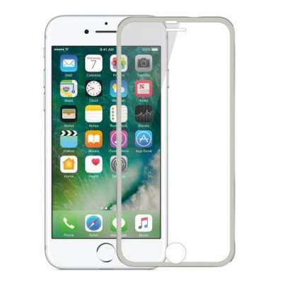 Folie Sticla Securizata Curbata 3D rama Metalica Silver iPhone 7