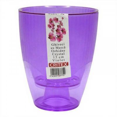 Ghiveci orhidee cu masca Auto irigare plastic tip cristal 13cm DIV.Culori DNC65103