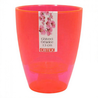Ghiveci orhidee cu masca Auto irigare plastic tip cristal 13cm DIV.Culori DNC65103