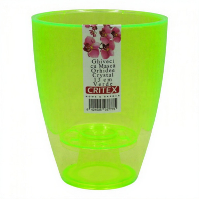 Ghiveci orhidee cu masca Auto irigare plastic tip cristal 13cm DIV.Culori DNC65103
