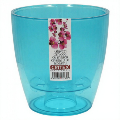 Ghiveci orhidee cu masca Auto irigare plastic tip cristal 16cm DIV.Culori DNC65107