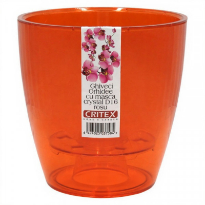 Ghiveci orhidee cu masca Auto irigare plastic tip cristal 16cm DIV.Culori DNC65107