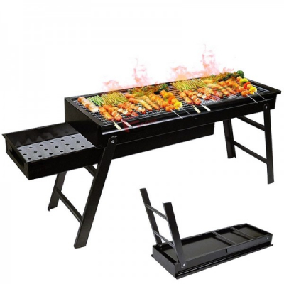 Gratar Portabil Dreptunghiular Pliabil 60x22x32cm Otel BBQ04 JU