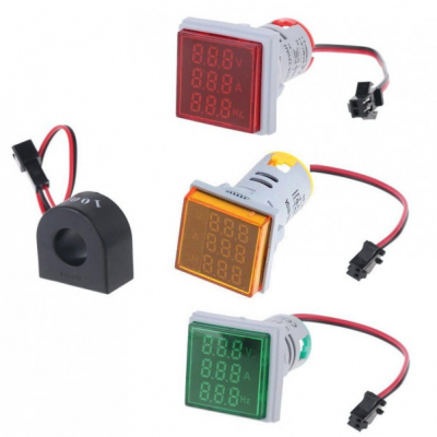 Indicator Digital 3in1 AC , Voltmetru, Ampermetru, Frecventa Div.Culori XXM