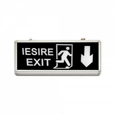 Indicator Luminos Iesire EXIT 2Fete Sageata Jos LED Acumulator 36x14cm