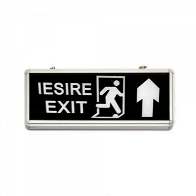 Indicator Luminos Iesire EXIT 2Fete Sageata Sus LED Acumulator 36x14cm