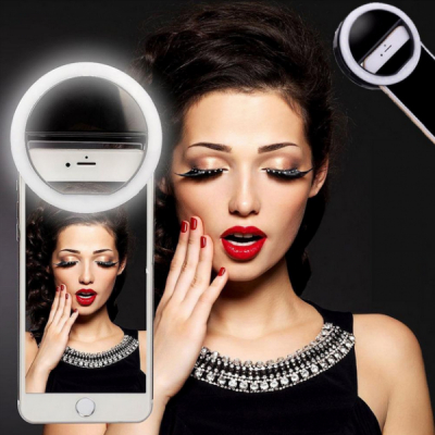 Inel Luminos Selfie Ring Light USB Clips Mini Lampa LED Soft 8.5cm