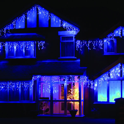 Instalatii de Craciun Perdea Franjuri Inegali 120 LED Albastru Lungime 3m