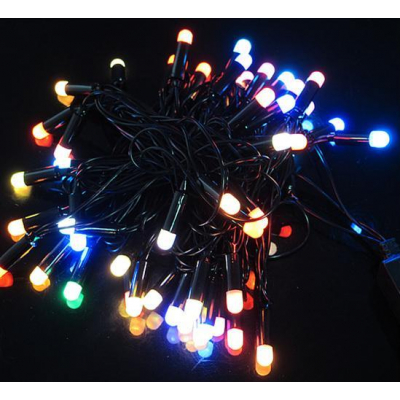 Instalatie de Craciun Franjuri Inegali Fir Negru 60 LEDuri Multicolore 3m