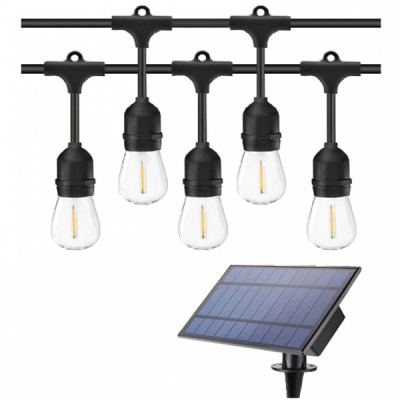 Instalatie LED Solara Ghirlanda 20m 20 Becuri Vintage Alb Cald 220V TO GS20M20B