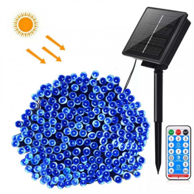 Instalatie Solara si USB cu Telecomanda Snur 50m 420LED Albastru TO SLT420B