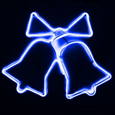 Decoratiuni Craciun Neon 2 Fete Clopotei 60x47cm Albastru 9705