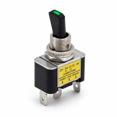 Intrerupator cu Maneta si LED Verde 12V 30A ON/OFF 3 Pini 6B080 XXM