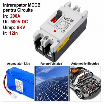 Intrerupator MCCB DC 2P 200A 500V Panouri Fotovoltaice DALBI 5A058 XXM