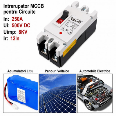 Intrerupator MCCB DC 2P 250A 500V Panouri Fotovoltaice DALBI 5A059 XXM