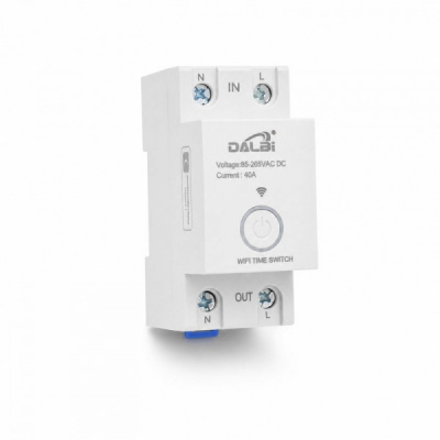 Intrerupator Temporizator WiFi Smart Tuya 40A pe Sina DIN DALBI 5D048 XXM