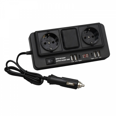 Invertor Auto de Tensiune 500W 12/24V DC la 2x220V AC 4xUSB 3.1 si 2xUSB Tip C 7C006 XXM