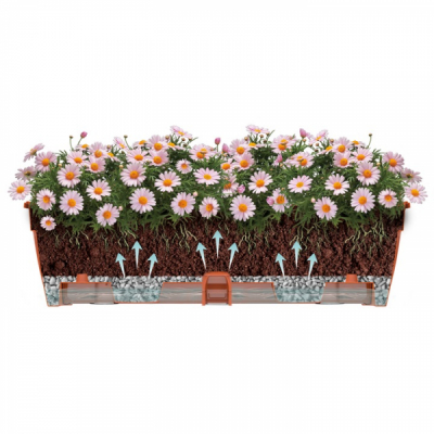 Jardiniera Lido Plus Teracot cu tava incorporata 60x16.5cm 12.3L Maro CNN44717