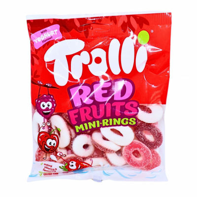Jeleuri fructe rosii dulce acrisoare Red Fruits Mini Rings Trolli 100g MGR29059