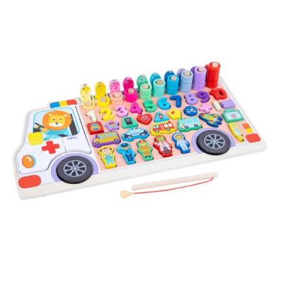 Joc logaritmic din lemn multifunctional Ambulanta 6in1 MG-310 CWT