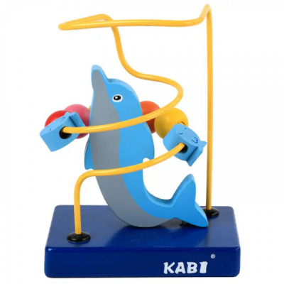 Joc Motric Labirint Delfin Lemn Copii 13x7x10cm Kabi 0063 CWT