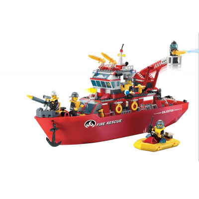 Joc tip lego, Nava de Pompieri Multifunctionala cu 6 Pompieri 909