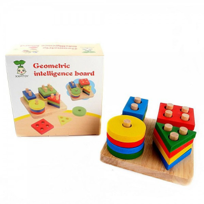 Jucarie Educativa Copii Sortator Forme Geometrice din Lemn Patrat