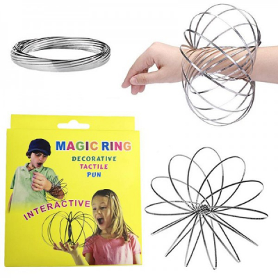 Jucarie Kinetica interactiva Bratara Metalica Magic Ring gen Toroflux 13cm