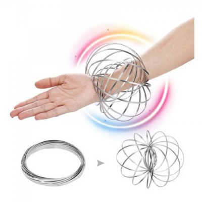 Jucarie Kinetica interactiva Bratara Metalica Magic Ring gen Toroflux 13cm