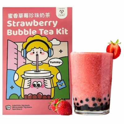 Kit Bubble Tea Tokimeki Perle Tapioca Boba Tea Capsuni 255g MLL