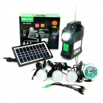 Kit cu Panou Solar 6V4A 3 Becuri, Radio FM USB MP3 GdLite GD1000A