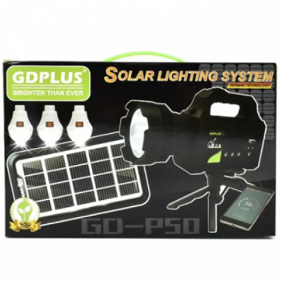 Kit cu Panou Solar Lanterna cu Trepied si 3 Becuri LED GdPlus GDP50