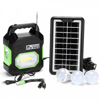 Kit cu Panou Solar LED BT MP3 Radio FM 3Becuri LED 6V4Ah GdSuper GD15