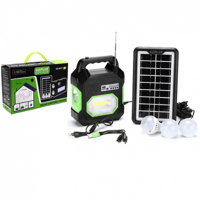 Kit cu Panou Solar LED BT MP3 Radio FM 3Becuri LED 6V4Ah GdSuper GD15