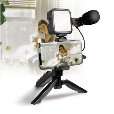 Kit de Vlogging cu Trepied LED Video si Suport pentru Telefon Andowl Q ZJ09