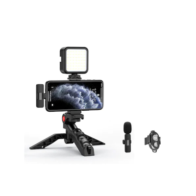 Kit de Vlogging cu Trepied LED Video si Suport pentru Telefon Andowl Q ZJ09