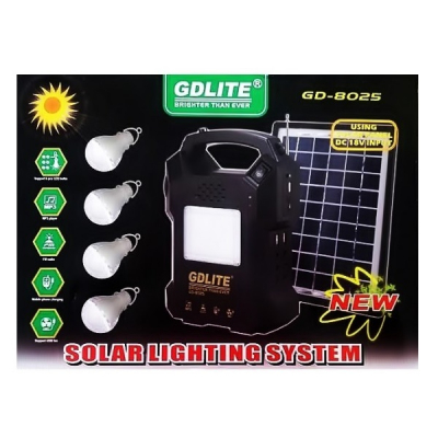 Kit Panou Solar 18W cu Lanterna, 4 Becuri si RadioFM Gdlite GD8025 12V4Ah