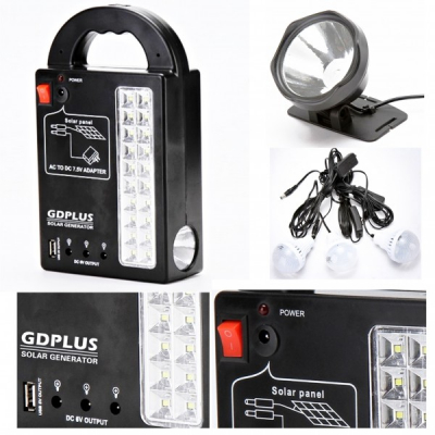 Kit Solar 20+1LED, Lanterna Frontala, USB, 3 Becuri, 4V GDPLUS GD8215