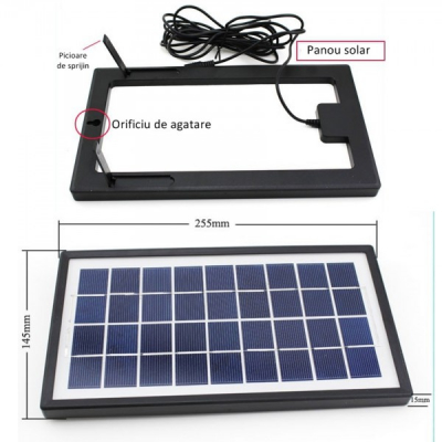 Kit Solar cu Lanterna 24LED, Slot USB si 3 Becuri 6V 4.5Ah DP1006