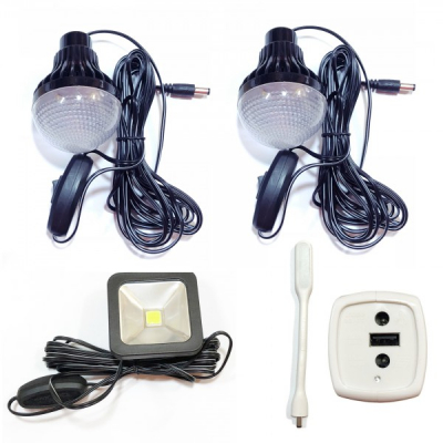 Kit Solar cu Lanterna LED 3W, 3 Becuri si Slot USB GSM CL036