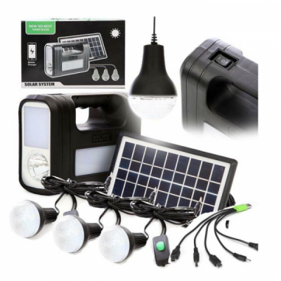 Kit Solar cu Lanterne LED, USB, 3 Becuri, 6V 4Ah GDLite GD8017NEW