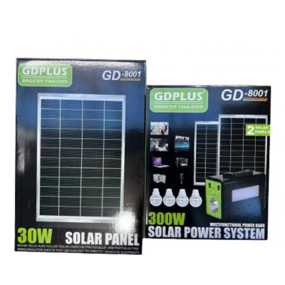 Kit Solar de Iluminat cu 2Panouri Solare 2x30W 3Becuri GDPLUS GD8001