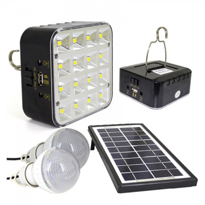 Kit Solar Lampa 16LED SMD, USB, 2 Becuri, 6V 4Ah GD8039