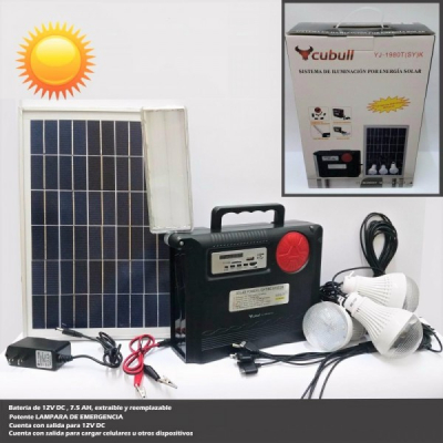 Kit Solar Lanterna LED, 3 Bec, Radio, SD, 12V 8A, 12V 220V YJ1980TSYK