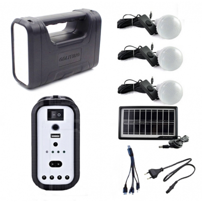 Kit Solar Lanterna LED, USB, 3 Becuri, 6V 4Ah GDLite GD8017C