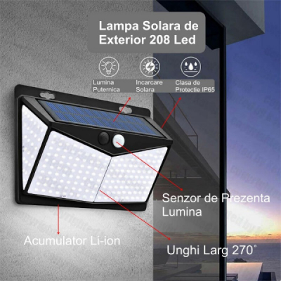 Lampa de Perete Solara 208 LED Senzori 18D030 XXM