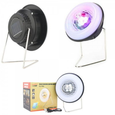 Lampa Incarcare Solara si la USB cu LED si Glob Rotativ Disco CL906