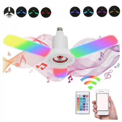 Lampa LED Alb si RGB E27 36W Boxa Bluetooth Senzor Muzica Telecomanda