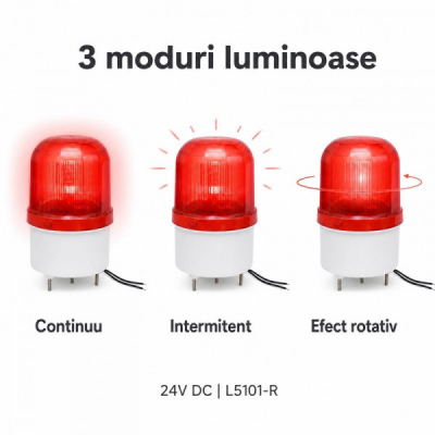 Lampa Semnalizare LED Rosie 24V DC 3 Moduri L5101-R 14M004 XXM